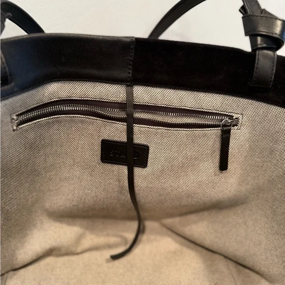 STAUD IDA Tote bag in calf leather and suede black medium large designer classic - Picture 12 of 15